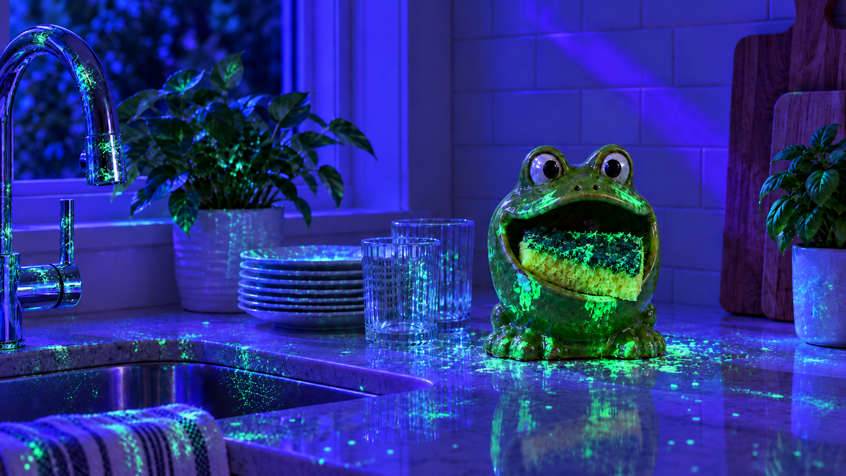 Standard sponge holder under UV light
