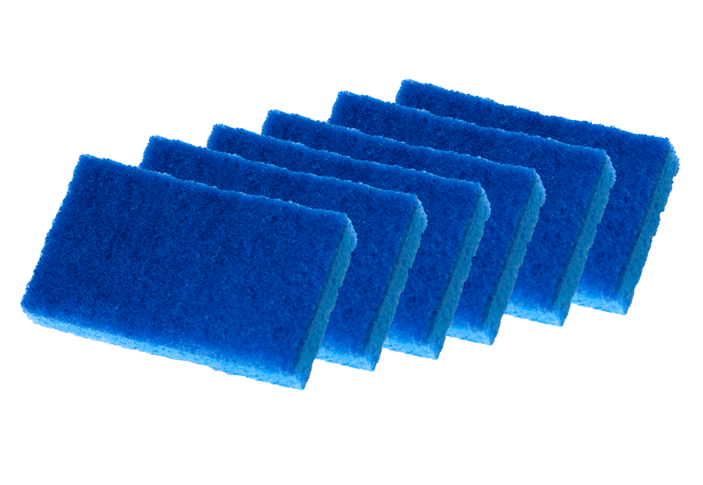 (6 Sponges) SpongeBath Premium Cellulose Scrubber Sponges - Blue